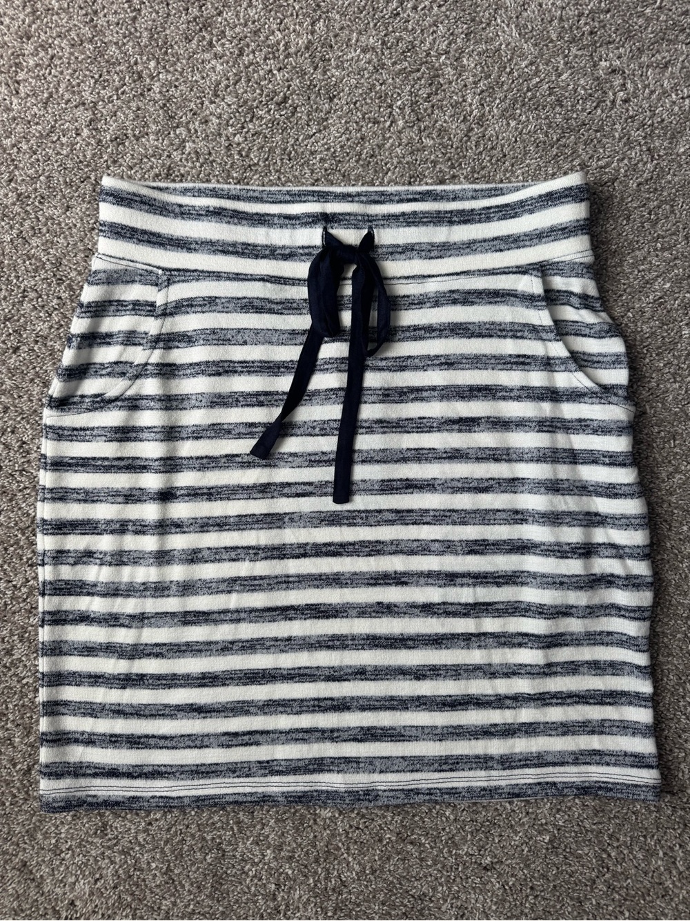 Market & Spruce Striped Navy and White Pull-On Mini Skirt